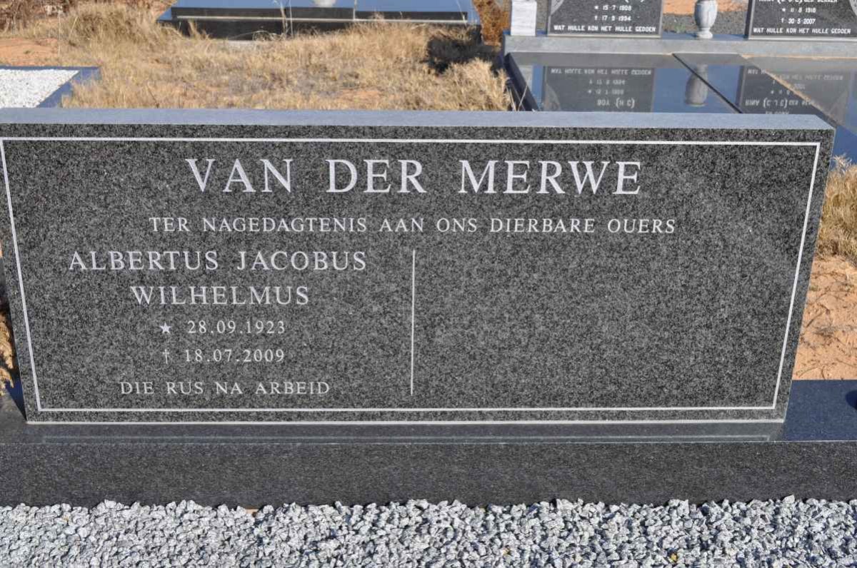 MERWE Albertus Jacobus Wilhelmus, van der 1923-2009
