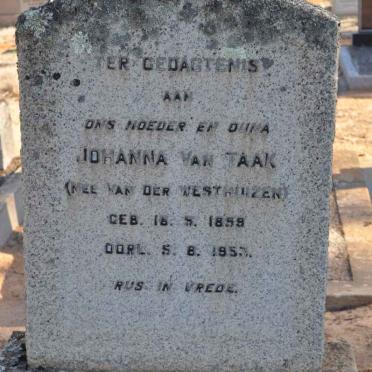 TAAK Johanna, van nee VAN DER WESTHUIZEN 1858-1953