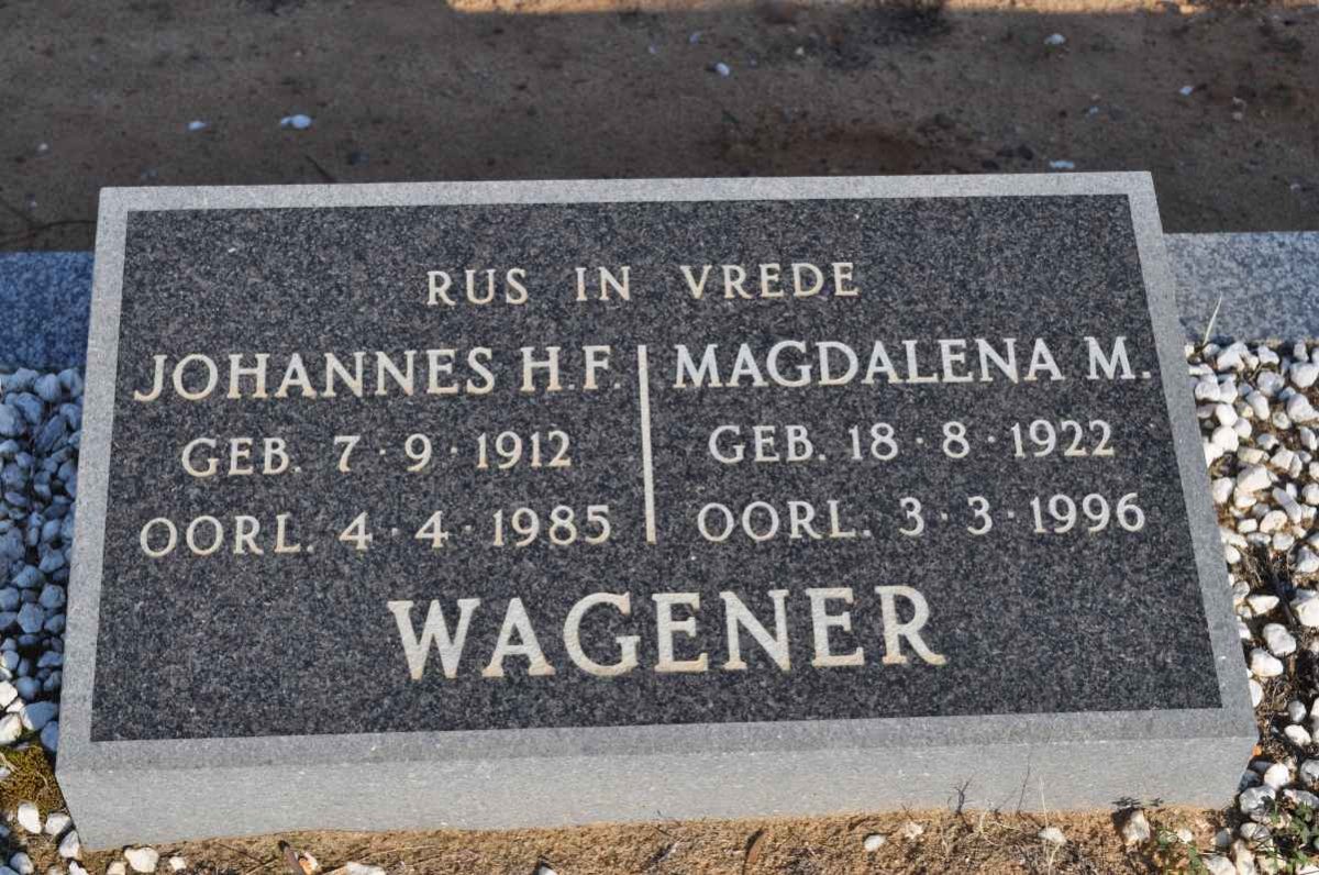 WAGENER Johannes H.F. 1912-1985 &amp; Magdalena M. 1922-1996
