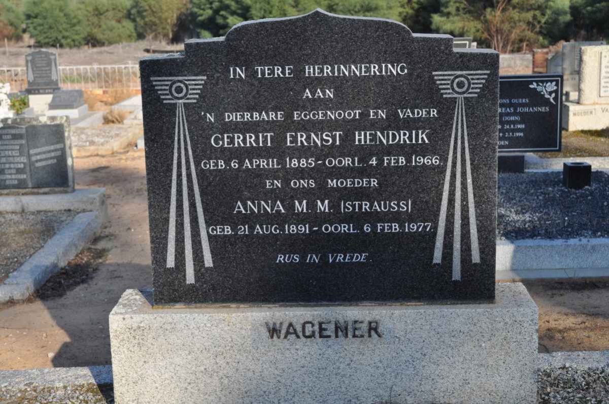 WAGENER Gerrit Ernst Hendrik 1885-1966 &amp; Anna M.M. STRAUSS 1891-1977