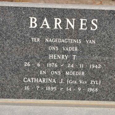 BARNES Henry T. 1876-1942 &amp; Catharina J. VAN ZYL 1895-1968