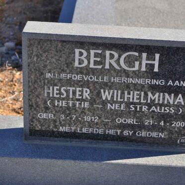 BERGH Hester Wilhelmina nee STRAUSS 1912-2000