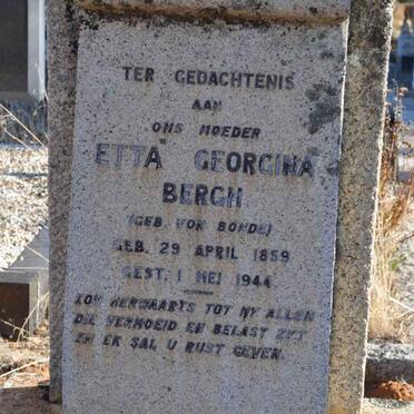 BERGH Etta Georgina nee VON BONDE 1859-1944