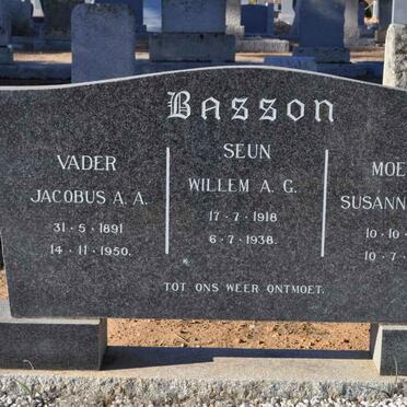 BASSON Jacobus A.A. 1891-1950 &amp; Susanna J.A. 1896-1967 :: BASSON Willem A.G. 1918-1938