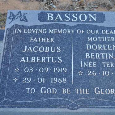 BASSON Jacobus Albertus 1919-1988 &amp; Doreen Bertina TERRY 1923-