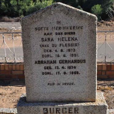 BURGER Abraham Gerhardus 1874-1959 &amp; Sara Helena DU PLESSIS 1873-1951