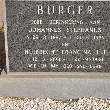 BURGER Johannes Stephanus 1887-1956 &amp; Huibrecht Francina J.J. 1894-1984