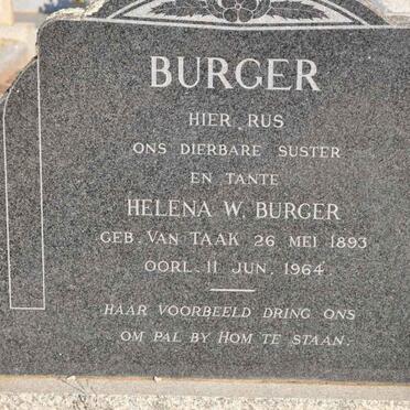 BURGER Helena W. nee VAN TAAK 1893-1964