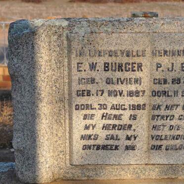 BURGER P.J. 1884-1954 &amp; E.W. OLIVIER 1887-1982