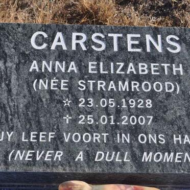 CARSTENS Anna Elizabeth nee STRAMROOD 1928-2007