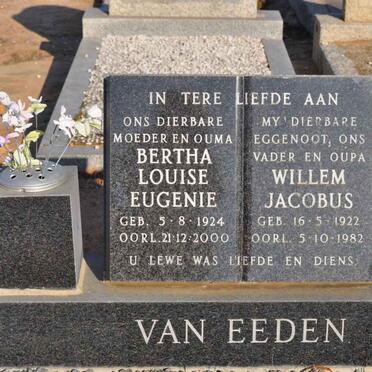 EEDEN Willem Jacobus, van 1922-1982 &amp; Bertha Louise Eugenie 1924-2000