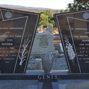 GENIS Hendrik 1929-1983 &amp; Hannie VAN ZYL 1927-1996