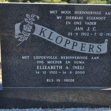 KLOPPERS Jan J.C. 1922-1977 &amp; Elizabeth A. NEL 1922-2000