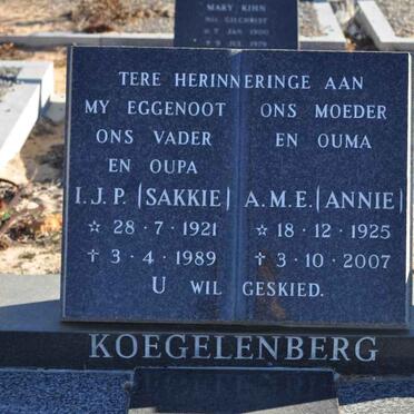 KOEGELENBERG I.J.P. 1921-1989 &amp; A.M.E. 1925-2007