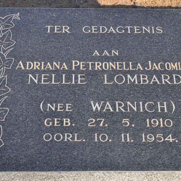 LOMBARD Adriana Petronella Jacomina nee WARNICH 1910-1954