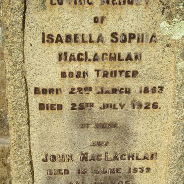 MACLACHLAN John -1939 &amp; Isabella Sophia TRUTER 1863-1926