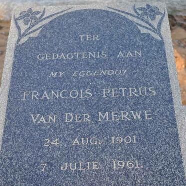 MERWE Francois Petrus, van der 1901-1961