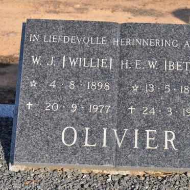 OLIVIER W.J. 1898-1977 &amp; H.E.W. 1898-1983