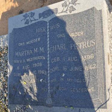 PLESSIS Charl Petrus, du 1896-1962 &amp; Martha M.M. V.D. WESTHUIZEN 1909-1963