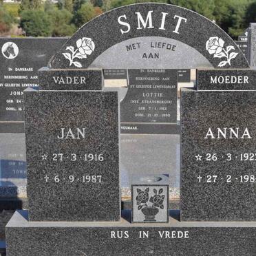 SMIT Jan 1916-1987 &amp; Anna 1923-1981
