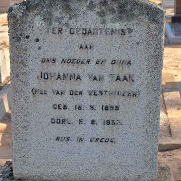 TAAK Johanna, van nee VAN DER WESTHUIZEN 1858-1953