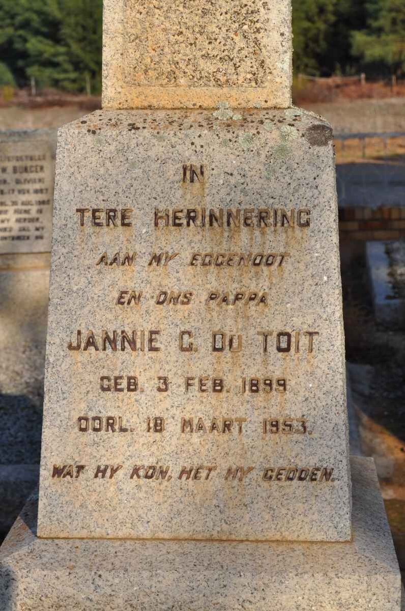 TOIT Jannie G., du 1899-1953