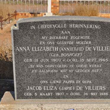 VILLIERS Jacob Eliza, de 1907-1986 &amp; Anna Elizabeth BOSHOFF 1907-1965