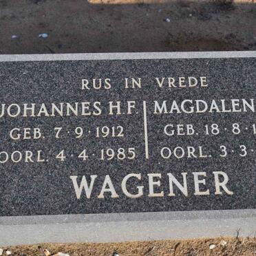 WAGENER Johannes H.F. 1912-1985 &amp; Magdalena M. 1922-1996