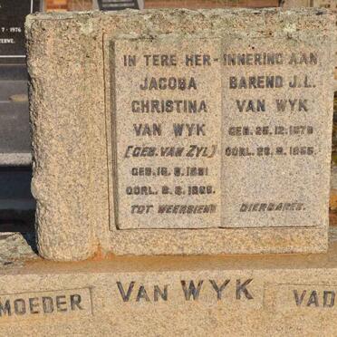 WYK Barend J.L., van 1878-1956 &amp; Christina VAN ZYL 1881-1966
