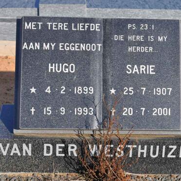 WESTHUIZEN Hugo, van der 1899-1993 &amp; Sarie 1907-2001