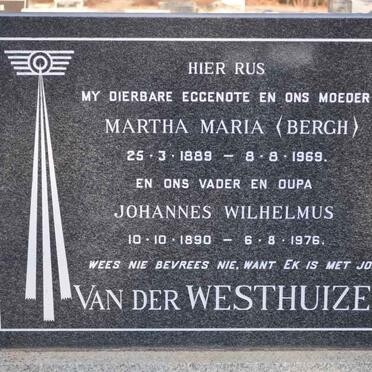 WESTHUIZEN Johannes Wilhelmus, van der 1890-1976 &amp; Martha Maria BERGH 1889-1969