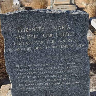 ZYL Elizabeth Maria, van nee LUBBE 1885-1949