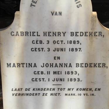 BEDEKER Gabriel Henry 1889-1897 :: BEDEKER Martina Johanna 1893-1893