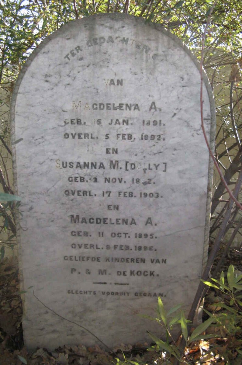 KOCK Magdalena A., de 1891-1892 :: KOCK Susanna M., de 1892-1903 :: KOCK Magdalena A., de 1895-1896