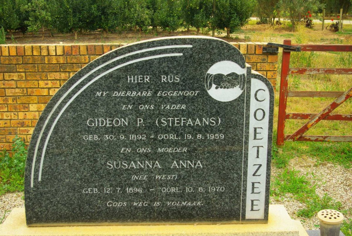 COETZEE Gideon P. 1892-1959 & Susanna Anna WEST 1896-1970