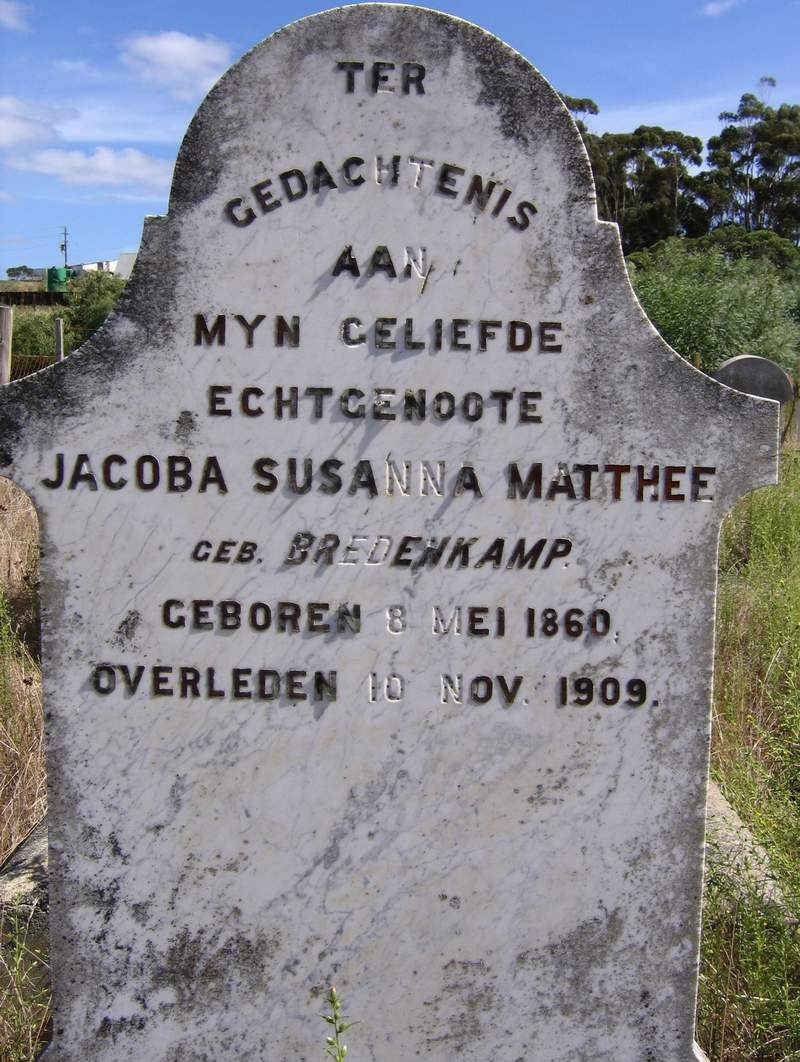 MATTHEE Jacoba Susanna nee BREDENKAMP 1860-1909
