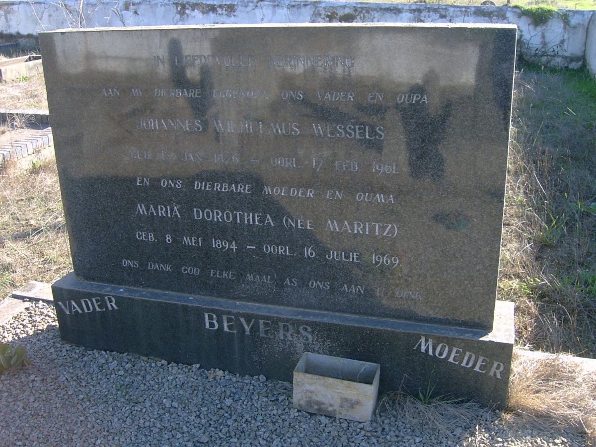 BEYERS Johannes Wilhelmus Wessels 1876-1976 & Maria Dorothea MARITZ 1894-1969