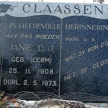 CLAASSEN Janie C.J. nee LERM 1908-1973