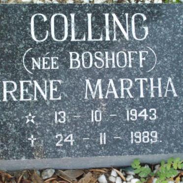 COLLING Irene Martha nee BOSHOFF 1943-1989