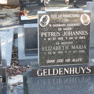 GELDENHUYS Petrus Johannes 1919-1993 &amp; Elizabeth Maria 1919-2001