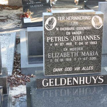 GELDENHUYS Petrus Johannes 1919-1993 &amp; Elizabeth Maria 1919-2001