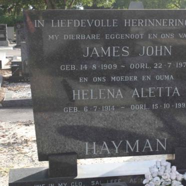HAYMAN James John 1909-1972 &amp; Helena Aletta 1914-1991