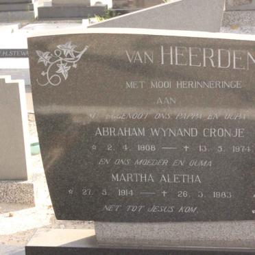 HEERDEN Abraham  Wynand Cronje, van 1908-1974 &amp; Martha Aletha 1914-1983