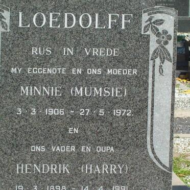 LOEDOLF Hendrik 1898-1991 &amp;  Minnie 1906-1972