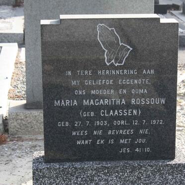 ROSSOUW Marie Magritha nee CLAASEN 1903-1972