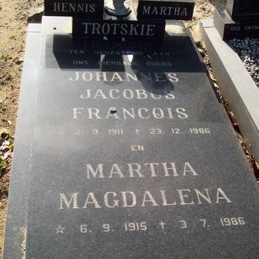 TROTSKIE Johannes Jacobus Francois 1911-1086 &amp; Martha Magdalena 1915-1986