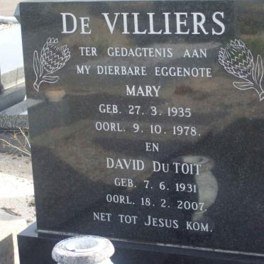 VILLIERS David, du 1931-2007 &amp; Mary 1935-1978