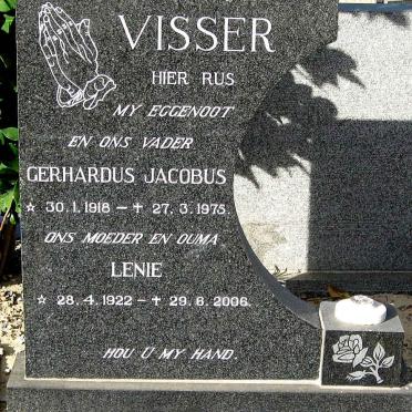 VISSER Gerhardus Jacobus 1918-1975 &amp; Lenie 1922-2006
