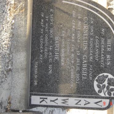WYK Cornelius Gabriel, van 1904-1957 &amp; Bartjie 1905-1976