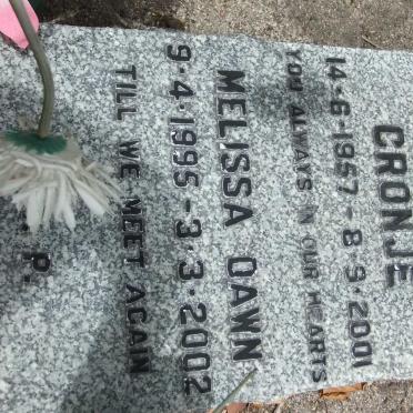 CRONJE Charles W. 1957-2001 :: CRONJE Melissa Dawn 1995-2002